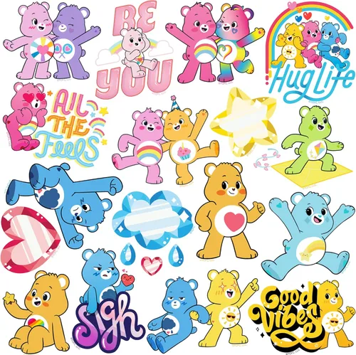 Miniatura 4 de Care Bears Unlock the Magic - Paquete variado de 100 calcomanías de vinilo grandes de lujo, calcomanías con licencia oficial de Care Bears, laptop