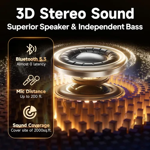 Miniatura 2 de HWWR Máquina de karaoke, altavoz Bluetooth portátil con 2 micrófonos inalámbricos para adultos y niños, máquina de cantar para fiestas y reuniones