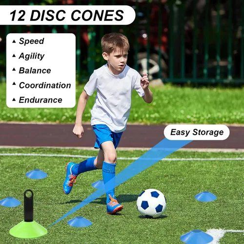 Miniatura 4 de Juego de equipos de entrenamiento de agilidad de velocidad, escalera de agilidad de 20 pies, 12 conos de fútbol, paracaídas de Set1 con paracaídas