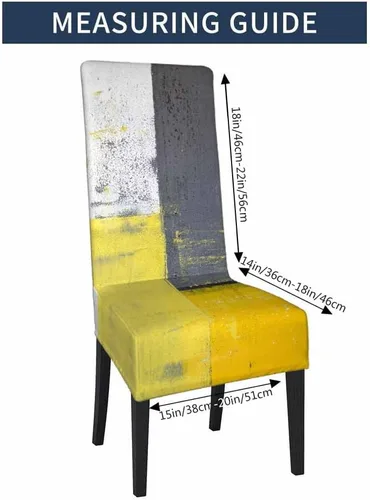 Miniatura 5 de 1 paquete de 1 funda para silla de comedor, pintura de arte abstracto, color amarillo y gris, patrón de pinceladas contemporáneas, de poliéster