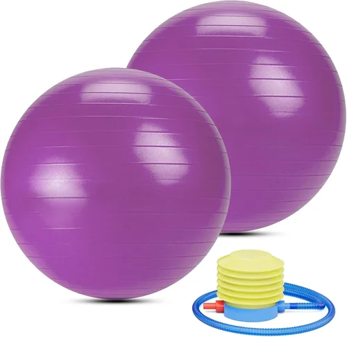 Miniatura 7 de Pelota de yoga y pilates, antideslizante, goma resistente, 22 pulgadas, entrenamiento de equilibrio de postura mejorado, con bomba rápida, diseño