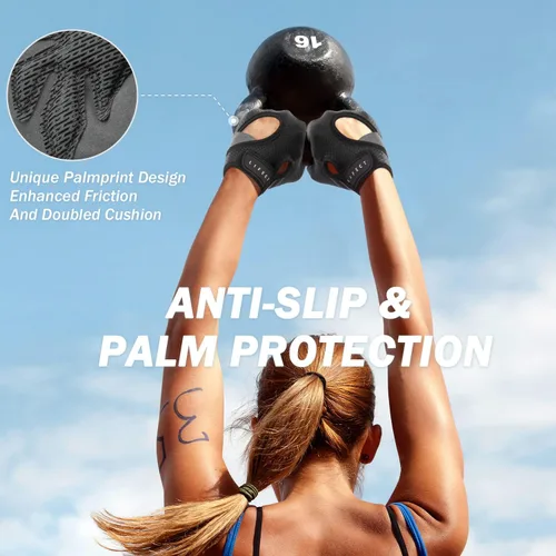 Miniatura 2 de LIFECT Freedom - Guantes de entrenamiento para levantamiento de pesas que cubre los nudillos, guantes cortos sin dedos con dorso curvo abierto
