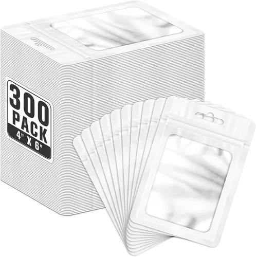 Miniatura 27 de ANZNKU 300 bolsas holográficas de Mylar resellables, bolsas resellables de 4x6 pulgadas para pequeñas empresas, bolsa de kit para resaca a prueba