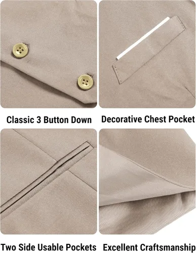 Miniatura 5 de COOFANDY Chaleco de traje de negocios casual para hombre, ajustado, a la cintura, formal