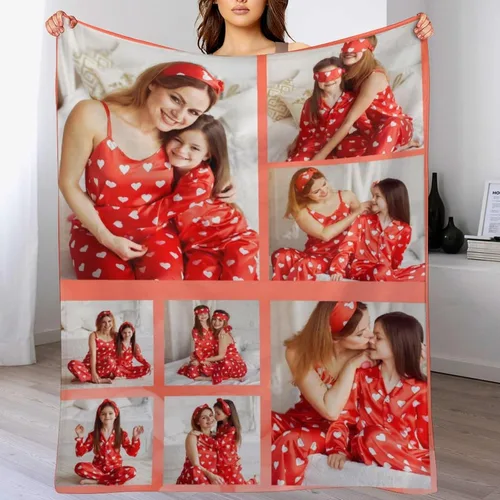 Miniatura 36 de M YESCUSTOM Manta personalizada con imagen y texto, manta personalizada de collage de fotos, mantas de vellón personalizadas para regalo de 1 imagen