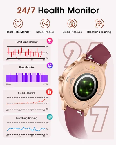 Miniatura 5 de Reloj inteligente para mujer (respuesta/hacer llamadas), reloj de seguimiento de actividad física de 1.27 pulgadas con más de 130 modos deportivos