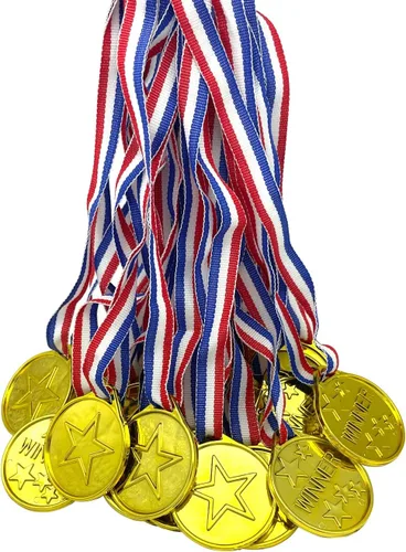 Medallas ganadoras de plástico de 24 piezas, medallas de oro para niños, deportes escolares, competencia de fútbol, juegos, espectáculo de talentos,