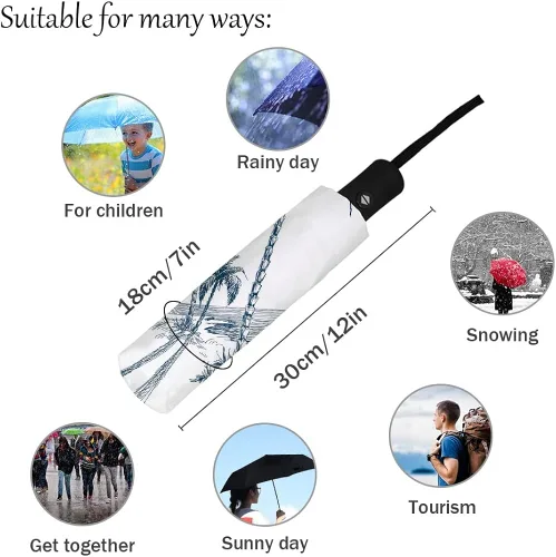 Miniatura 4 de DHDM Umbrella Automatic Beach Umbrella Outdoor Adults Printed Rain Umbrella for Men Kids Parasol