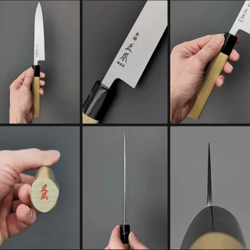 Miniatura 3 de MASAMOTO KS - Cuchillo japonés con funda de 6.5 pulgadas (6.496 in) fabricado en Japón, cuchillo profesional de cocina para frutas y verduras, hoja