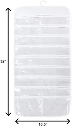 Miniatura 4 de Organizador de joyas colgante de doble cara con 72 bolsillos transparentes suaves para guardar joyas