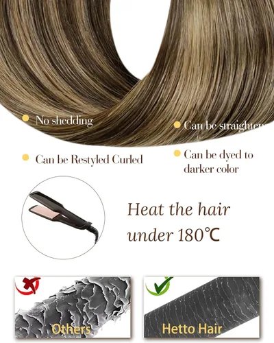 Miniatura 59 de 【Descuento】Hetto - Extensiones de cabello con cinta adhesiva, 40g, extensiones de cabello humano, color rubio ceniza oscuro degradado a rubio medio