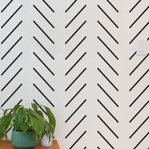 Miniatura 10 de PINKIPO®, Espina de pescado dibujada a mano, (16 x 40 pulgadas), plantilla XL de pared, plantilla de pared grande, plantillas geométricas modernas