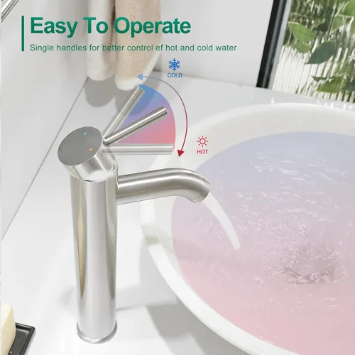 Miniatura 3 de VOTON - Grifo de fregadero cromado moderno alto para fregadero de baño, grifo de baño con una sola manija y un agujero para rv, grifo de lavabo