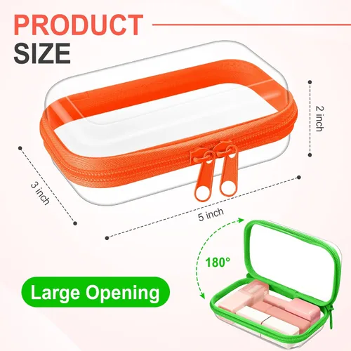 Miniatura 2 de Hoolerry 4 piezas de estuches rígidos transparentes con cremallera, bolsas de maquillaje, estuche de plástico para lápices, contenedores de caja