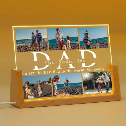 Miniatura 12 de Marco de fotos personalizado con foto, placa acrílica personalizada con base de luz nocturna LED, regalos de cumpleaños de aniversario para familia