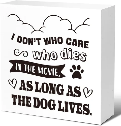 LVQHI Letrero decorativo con diseño de huellas de perro con texto en inglés "I Funny Pet Dog Footprint", "Don't Who Care Who Dies in the Movie As