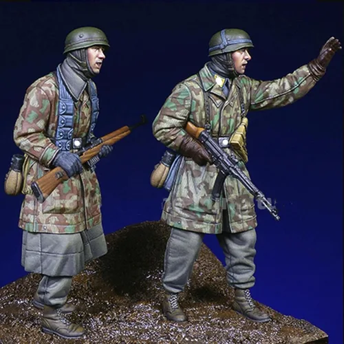 Miniatura 2 de Goodmoel Figuras de resina de soldado alemán de la Segunda Guerra Mundial 1/35 (2 personas), kit en miniatura de soldado sin montar y sin pintar