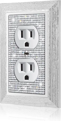 1 pieza Cubiertas de enchufe brillantes con diamantes de imitación, placas de pared para cubrir interruptores de luz, placa decorativa de imitación