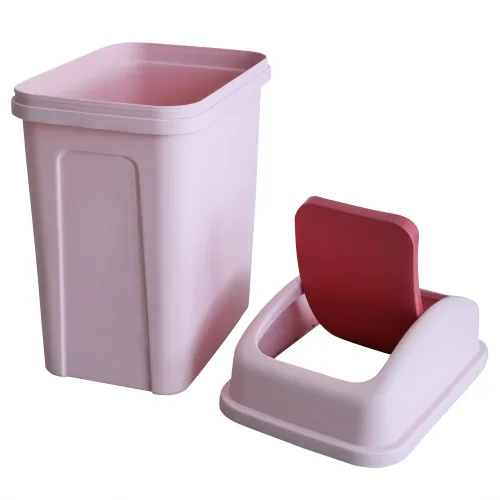 Miniatura 10 de Teyyvn Cubo de basura de plástico de 7 litros/1.8 galones, bote de basura pequeño con tapa abatible (ligeramente gris)