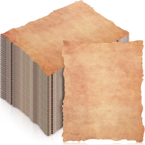 Miniatura 16 de Harloon 100 piezas de papel de acuarela de algodón vintage de aspecto antiguo, cartulina en blanco de 200 GSM grueso con borde deckle anticuado
