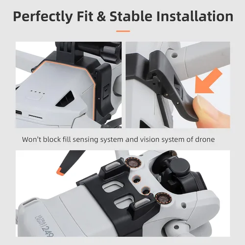 Miniatura 5 de Mini 3 Pro Adaptador Mount Bundle para DJI Mini 3 Pro Drone Action 2 para Gopro Hero 10/9/8 Insta360 Go 3/2/1 Cámaras Soporte Extendido Accesorios