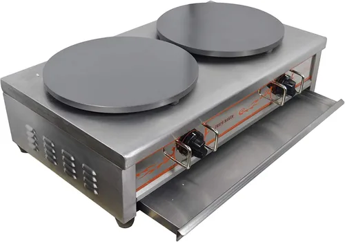 TECHTONGDA 15.75 "Máquina comercial para hacer panqueques de gas natural 2000Pa antiadherente para crepas para panqueques (doble 134032)