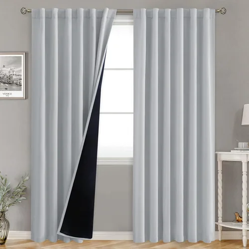 Miniatura 89 de BGment Cortinas 100% opacas beige de 63 pulgadas de largo con forro aislante térmico, bolsillo para varilla y lengüeta trasera de doble capa