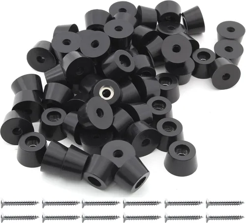 Miniatura 10 de 24 piezas de topes redondos de goma para pies, 1" (25mm) de ancho x 1/2" (13mm) de alto, pies de tabla de cortar antideslizantes con tornillos, pies