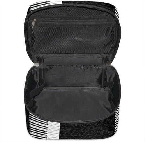Miniatura 4 de Bolsa de maquillaje grande con diseño de piano para mujer, bolsa de cosméticos de viaje, bolsa de maquillaje portátil para botellas, pinceles, lápiz