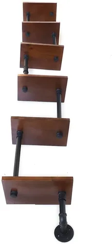 YIYIBYUS Estante flotante de madera y tubo de hierro rústico industrial de 6 niveles, estante de escalera multiusos para artículos decorativos, sala