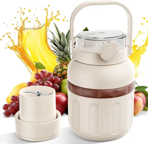 Kawu Licuadora personal, licuadora portátil de acero inoxidable de 27 onzas para batidos y batidos, botella agitadora eléctrica con 10 cuchillas,