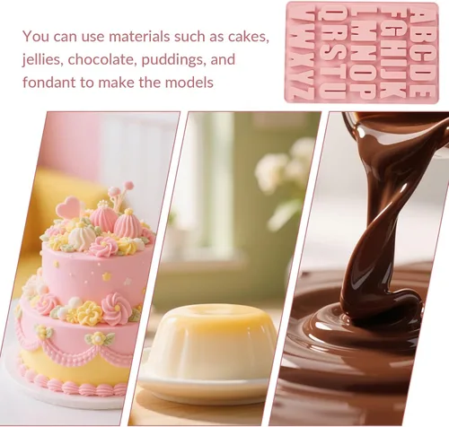 Miniatura 5 de 1 molde de silicona con letras del alfabeto de chocolate con 26 cavidades, moldes de letras para chocolate, dulces, pasteles, galletas, gran