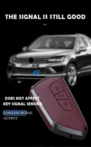 Miniatura 4 de SANRILY Funda para llavero de metal y cuero de alta calidad sin llave para VW ID.4 2020 Skoda Octavia Seat Leon MK4 Funda para llave VW Golf 8 Negro