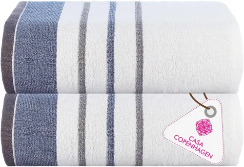 Miniatura 29 de CASA COPENHAGEN Juego de 6 toallas de palomitas de maíz, color azul polvoriento, 21.16 oz/m², 2 toallas de baño, 2 toallas de mano y 2 toallas