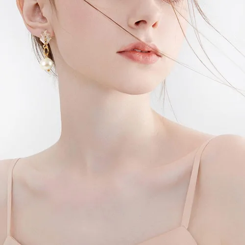 Miniatura 5 de Fashewelry 10 pares de aretes de tuerca de latón con circonita cúbica de oro de 18 quilates con circonita cúbica para mujeres y niñas, aretes