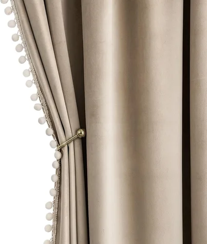 Miniatura 7 de MIULEE - Cortinas de terciopelo con pompones amarillo mostaza para habitación/sala de estar, cortinas opacas para otoño, aislantes térmicos, de 84