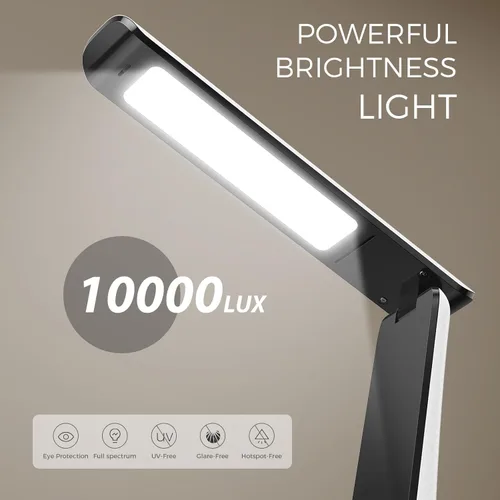 Miniatura 2 de Lámpara de terapia de luz, 10 000 LUX sin rayos UV, luz solar LED de espectro completo, luz de estado de ánimo con control táctil y función de luz