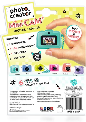 Miniatura 4 de Cámara Digital Original Photo Creator Mini’Cam - Turquesa; Personaliza con 6 Marcos y 8 Filtros de Color Integrados; Compacta; Incluye Tarjeta