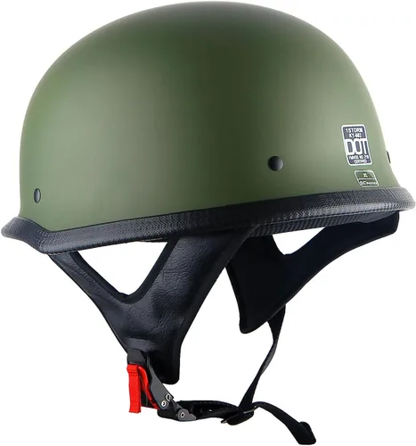 Miniatura 7 de 1Storm Casco de motocicleta de media cara de novedad estilo alemán aprobado por DOT: HKY602 verde mate