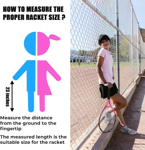 Miniatura 2 de AMA SPORT Raqueta de tenis para niños pequeños, kit de iniciación de raqueta de tenis de 17 a 25 pulgadas para niñas y niños con bolsa de nailon Rosa