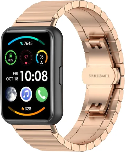 Miniatura 7 de Correa de reloj compatible con Huawei Watch Fit 2, pulsera de metal de acero inoxidable para mujeres y hombres para Huawei Watch Fit 2 (negro)