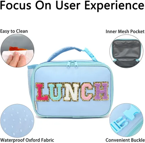 Miniatura 4 de GYEUKHAM Lonchera Aislada para la Escuela, Bolsas de Almuerzo Térmicas Reutilizables Duraderas Congelables para Niños Niñas Hombres Mujeres - azul