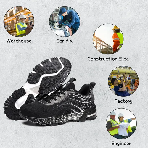 Miniatura 6 de Furuian Steel Toe Shoes for Men Women Lightweight Safety Shoes Comfortable Steel Toe Sneakers Warehouse Industry Work Shoes