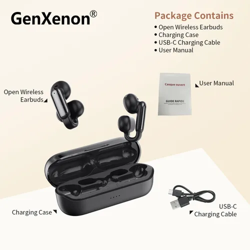 Miniatura 7 de Auriculares con clip, auriculares inalámbricos con clip de oreja abierto, Bluetooth 5.4, llamada de voz clara, auriculares deportivos con estuche