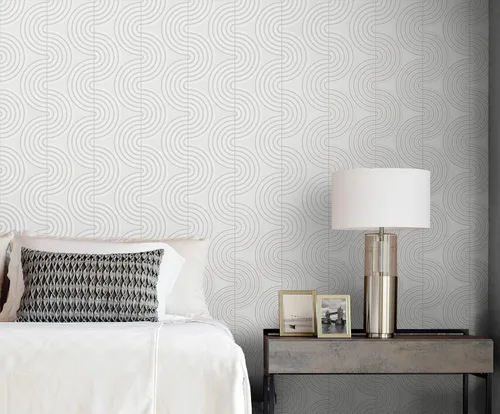Miniatura 2 de NextWall Papel pintado Zen Geometric Peel and Vinyl Stick (Lunar Rock & Metallic Pearl) - Uno