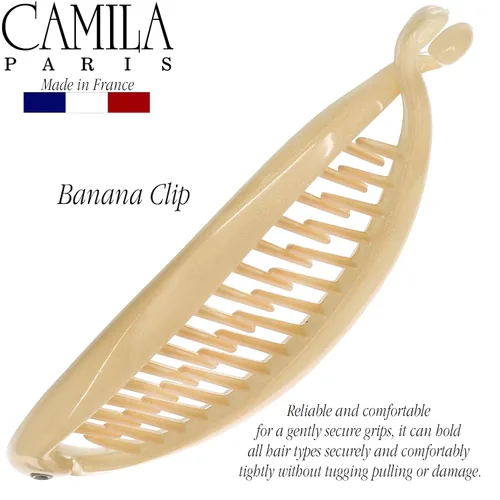 Miniatura 3 de Camila Paris CP3133 - Peine de pelo con clip de plátano francés de 4.5 pulgadas, para niñas, estilo clásico, flexible, para cola de caballo Beige