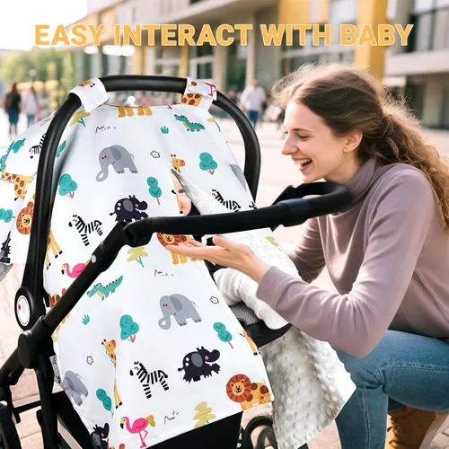 Miniatura 5 de Metplus Funda para asiento de coche 2 en 1 para bebé, toldo para asiento de coche para bebés, funda de lactancia multiuso para mamá, fundas