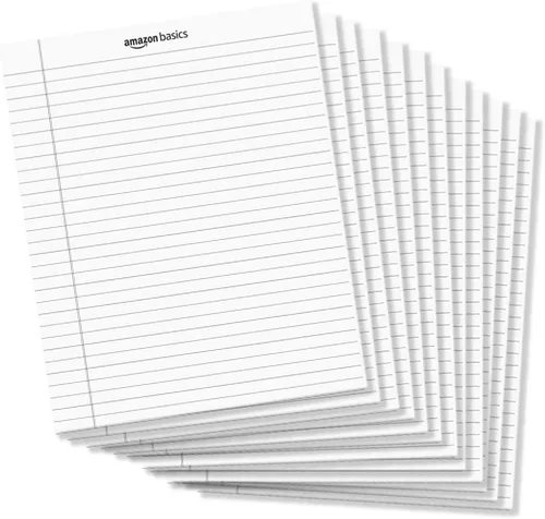 Miniatura 11 de Amazon Basics Bloc de notas de escritura con rayas anchas de 50 hojas, 8.5 x 11.75 pulgadas, paquete de 12, 600 hojas perforadas, canario