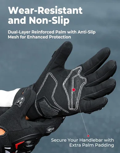 Miniatura 4 de KEMIMOTO - Guantes de motocicleta para hombre, guantes de ciclismo para pantalla táctil, para deportes al aire libre, en carretera, vehículo Negro