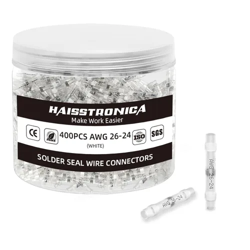 Miniatura 23 de haisstronica 100 conectores de alambre con sello de soldadura, conectores a tope resistentes al agua, termorretráctiles, terminales